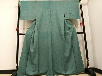 平和屋着物●上質な色無地　南天地紋　薄青色　正絹　逸品　AABK2187ph