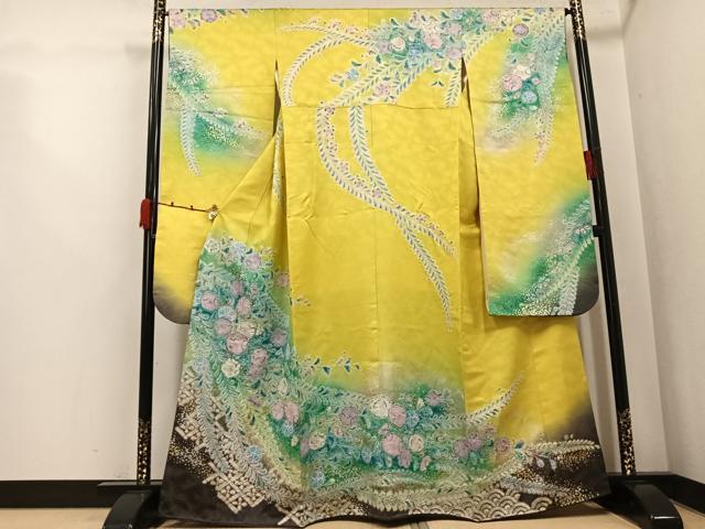 平和屋着物●豪華振袖　絞り　辻が花　暈し染め　金銀彩　金通し地　正絹　逸品　AABK2188ph