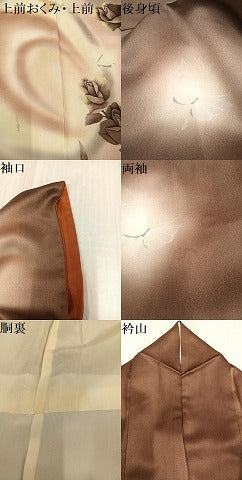 平和屋着物●訪問着　薔薇　蝶　暈し染め　正絹　逸品　AABK2189ph