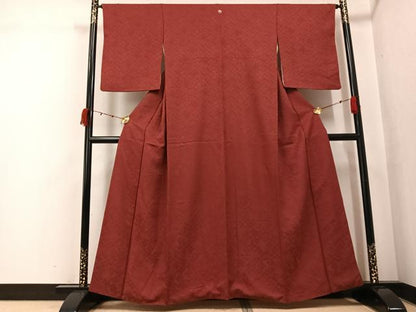 平和屋着物●上質な色無地　花地紋　紅鳶色　正絹　逸品　AABK2190ph