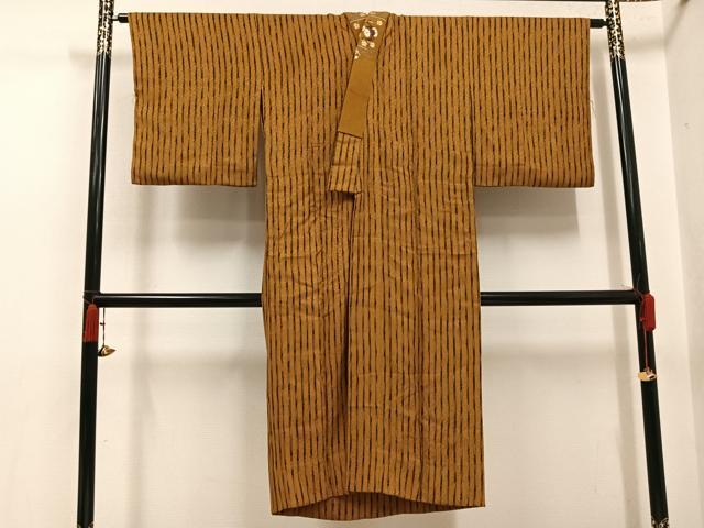 平和屋着物●長襦袢　無双仕立て　竹縞　半衿刺繍　正絹　逸品　AABK2193ph
