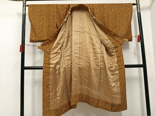 平和屋着物●長襦袢　無双仕立て　竹縞　半衿刺繍　正絹　逸品　AABK2193ph