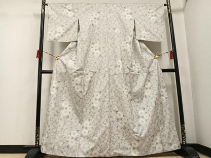 平和屋着物●本場大島紬　白大島　9マルキ　花尽くし　正絹　逸品　AABK2194ph