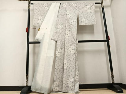 平和屋着物●本場大島紬　白大島　9マルキ　花尽くし　正絹　逸品　AABK2194ph