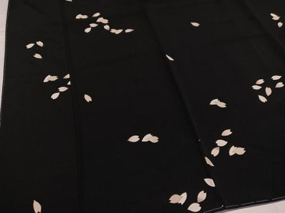 平和屋着物●上質な小紋　夜桜　黒地　金彩　正絹　逸品　未使用　AABK2195ph