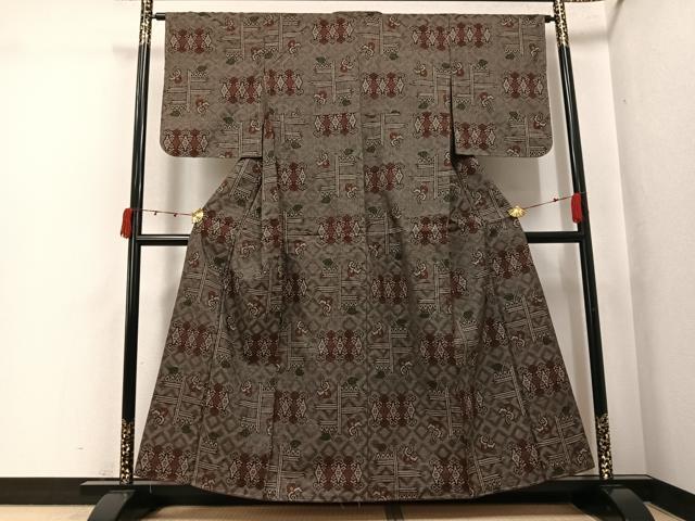 平和屋着物●本場大島紬　龍郷絣　正絹　逸品　未使用　AABK2196ph