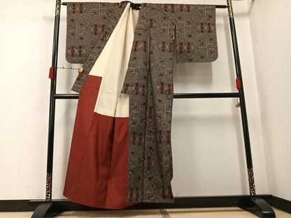 平和屋着物●本場大島紬　龍郷絣　正絹　逸品　未使用　AABK2196ph