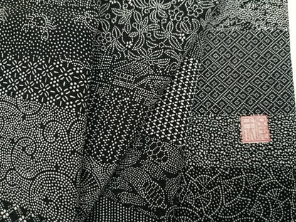 平和屋着物●江戸小紋　作家物　百柄　黒地　正絹　逸品　AABK2198ph