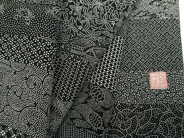 平和屋着物●江戸小紋　作家物　百柄　黒地　正絹　逸品　AABK2198ph