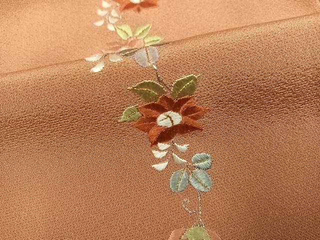 平和屋着物●豪華色留袖　総刺繍　草花文　正絹　逸品　AABK2200ph