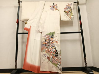 平和屋着物●訪問着　御所車吉祥草花文　金彩　正絹　逸品　AABK2201ph