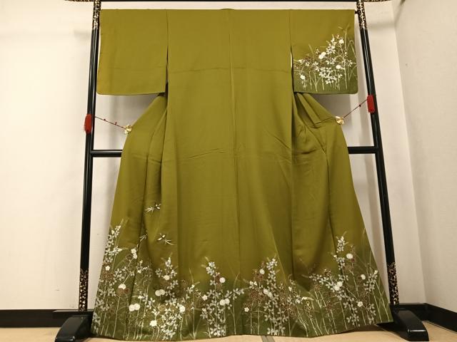 平和屋着物●訪問着　鳳凰草花文　金銀彩　正絹　逸品　AABK2204ph