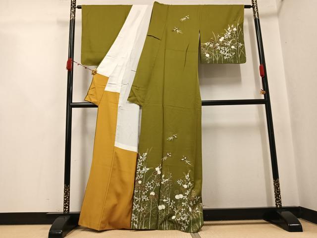 平和屋着物●訪問着　鳳凰草花文　金銀彩　正絹　逸品　AABK2204ph