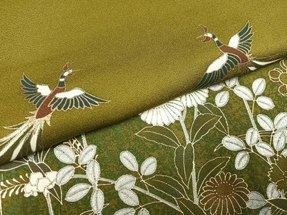 平和屋着物●訪問着　鳳凰草花文　金銀彩　正絹　逸品　AABK2204ph