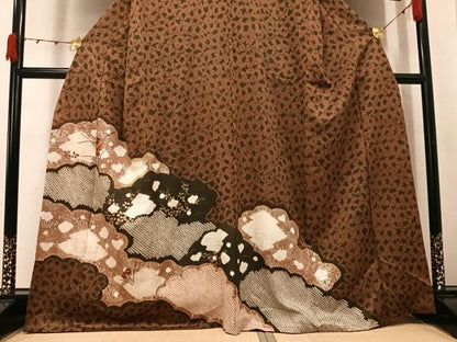 平和屋着物●訪問着　絞り　刺繍　草花文　金銀彩　正絹　逸品　AABK2205ph