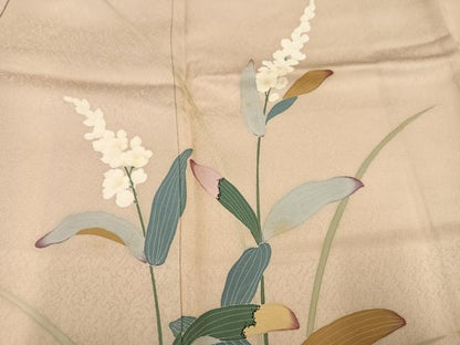 平和屋着物●訪問着　友禅　作家物　草花文　正絹　逸品　AABK2207ph