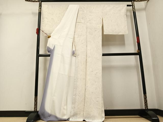 平和屋着物●上質な小紋　墨流し文様　やまと誂製　正絹　逸品　未使用　AABK2214ph