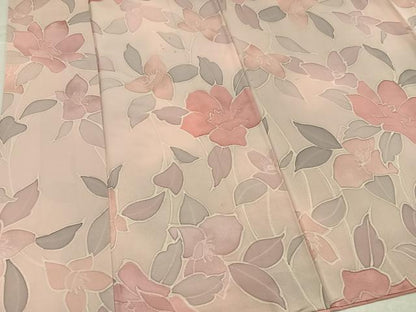 平和屋着物▼上質な小紋　地紋起こし　草花文　正絹　逸品　AABK2215ph