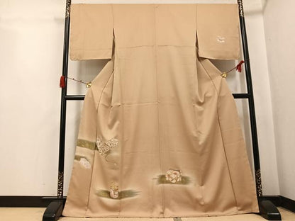 平和屋着物●銀座きしや　訪問着　駒刺繍　松竹梅吉祥文箱文　暈し染め　金彩　正絹　逸品　AABK2216ph