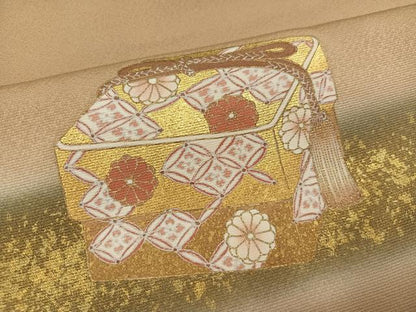 平和屋着物●銀座きしや　訪問着　駒刺繍　松竹梅吉祥文箱文　暈し染め　金彩　正絹　逸品　AABK2216ph