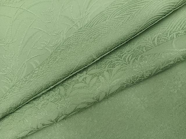 平和屋着物●上質な色無地　立波草花地紋　裏葉柳色　正絹　逸品　未使用　AABK2217ph