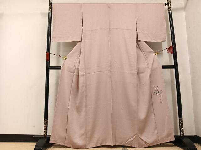 平和屋着物●京加賀友禅　百貫達雄監修　色無地　水柿色　正絹　逸品　AABK2220ph