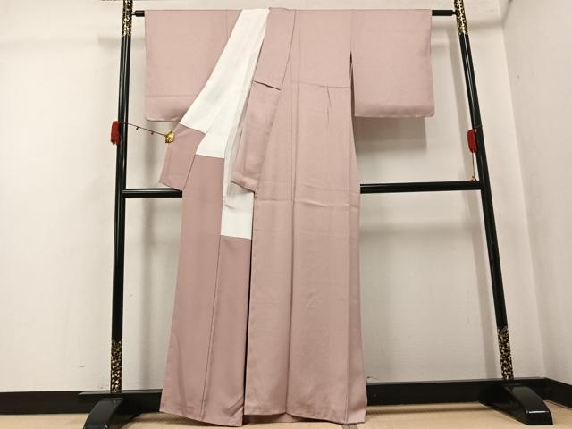 平和屋着物●京加賀友禅　百貫達雄監修　色無地　水柿色　正絹　逸品　AABK2220ph
