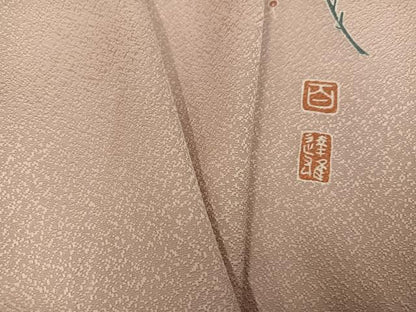 平和屋着物●京加賀友禅　百貫達雄監修　色無地　水柿色　正絹　逸品　AABK2220ph