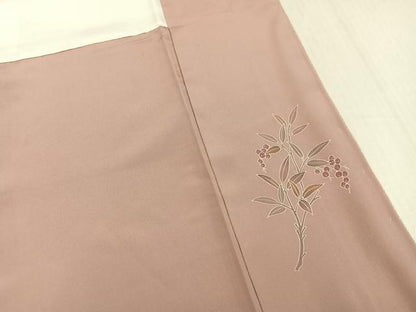 平和屋着物●京加賀友禅　百貫達雄監修　色無地　水柿色　正絹　逸品　AABK2220ph