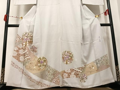 平和屋着物●西陣　京の名門　じゅらく謹製　帝王紫　色留袖　駒刺繍　向かい鳥草花文　金彩　正絹　逸品　AABK2224ph