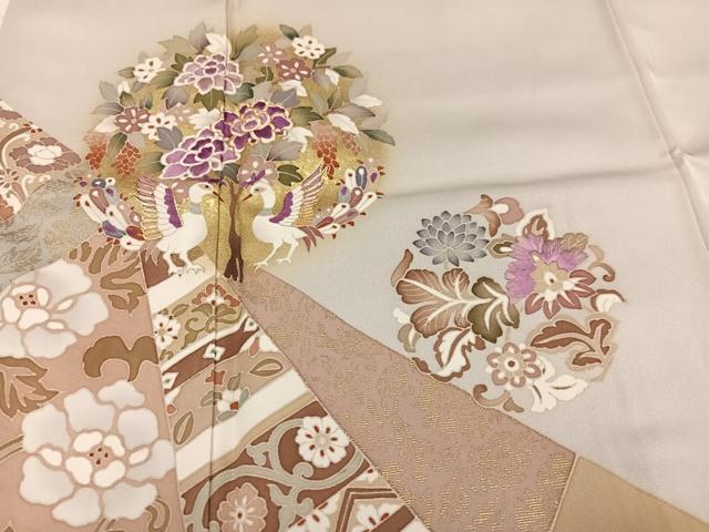 平和屋着物●西陣　京の名門　じゅらく謹製　帝王紫　色留袖　駒刺繍　向かい鳥草花文　金彩　正絹　逸品　AABK2224ph