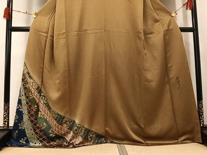 平和屋着物●染色作家　斉藤三才　訪問着　草花文　暈し染め　金彩　正絹　逸品　AABK2225ph