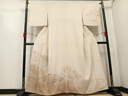 平和屋着物●訪問着 中国三大刺繍 汕頭刺繍 スワトウ刺繍 蘇州刺繍 総刺繍 雲重ね草花文 暈し染め 銀糸 正絹 逸品 未使用 AABK2226ph