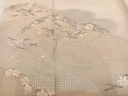 平和屋着物●訪問着 中国三大刺繍 汕頭刺繍 スワトウ刺繍 蘇州刺繍 総刺繍 雲重ね草花文 暈し染め 銀糸 正絹 逸品 未使用 AABK2226ph
