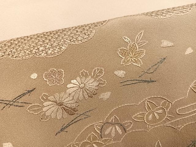 平和屋着物●訪問着 中国三大刺繍 汕頭刺繍 スワトウ刺繍 蘇州刺繍 総刺繍 雲重ね草花文 暈し染め 銀糸 正絹 逸品 未使用 AABK2226ph