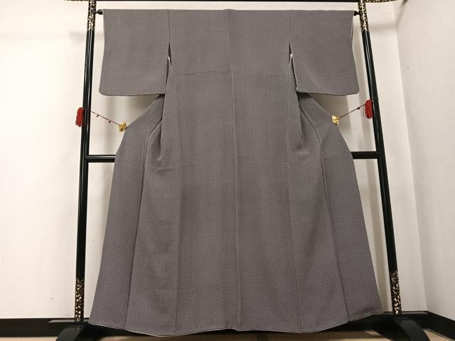 平和屋着物●江戸小紋　行儀　鬼しぼ縮緬　正絹　逸品　AABK2229ph
