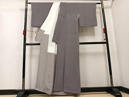 平和屋着物●江戸小紋　行儀　鬼しぼ縮緬　正絹　逸品　AABK2229ph