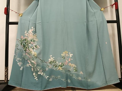 平和屋着物●訪問着　友禅　作家物　草花文　暈し染め　正絹　逸品　AABK2233ph