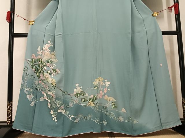 平和屋着物●訪問着　友禅　作家物　草花文　暈し染め　正絹　逸品　AABK2233ph