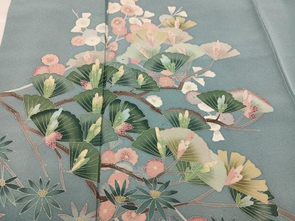 平和屋着物●訪問着　友禅　作家物　草花文　暈し染め　正絹　逸品　AABK2233ph