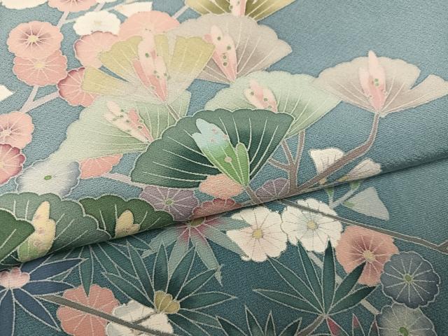 平和屋着物●訪問着　友禅　作家物　草花文　暈し染め　正絹　逸品　AABK2233ph