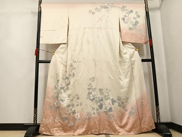 平和屋着物●訪問着　草花文　暈し染め　金彩　正絹　逸品　AABK2234ph