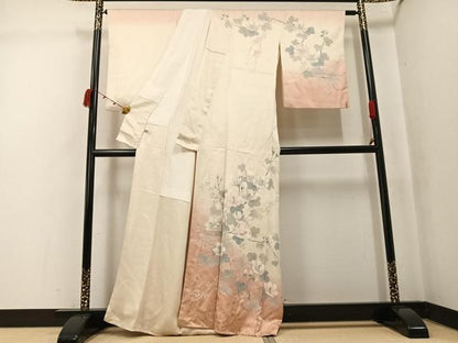 平和屋着物●訪問着　草花文　暈し染め　金彩　正絹　逸品　AABK2234ph