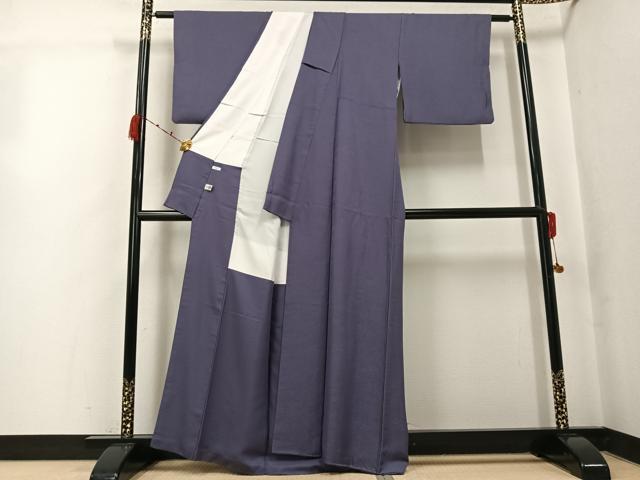 平和屋着物○上質な色無地 花地紋 紫鼠色 正絹 逸品 AABK2235ph