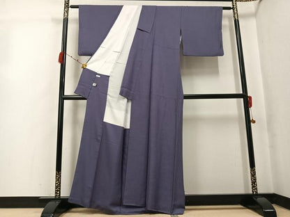 平和屋着物●上質な色無地　花地紋　紫鼠色　正絹　逸品　AABK2235ph