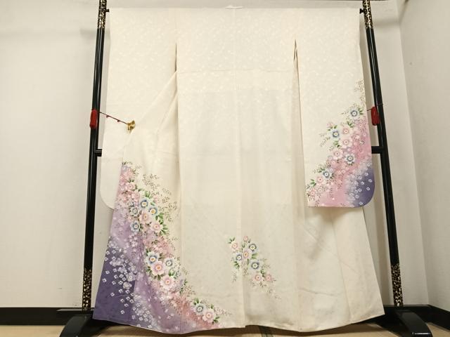 平和屋着物●豪華振袖　草花文　暈し染め　正絹　逸品　AABK2236ph
