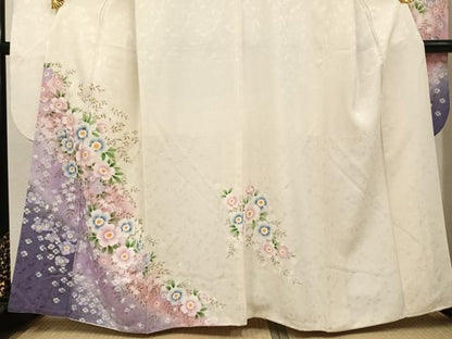 平和屋着物●豪華振袖　草花文　暈し染め　正絹　逸品　AABK2236ph