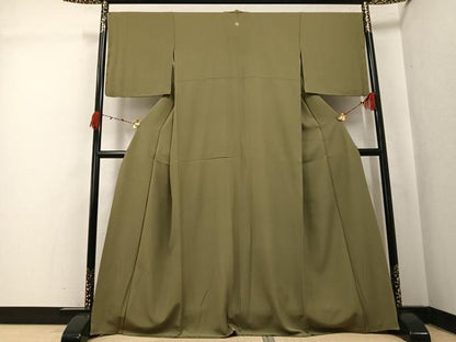 平和屋着物●上質な色無地　油色　正絹　逸品　AABK2238ph