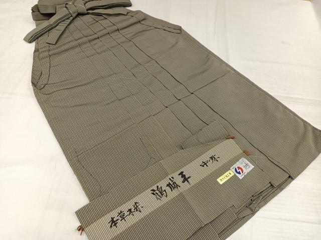 平和屋着物●男性　行灯袴　本草木染　鶴城平　縞　反端付き　正絹　逸品　未使用　AABK2240ph