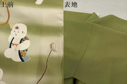 平和屋着物●訪問着　駒刺繍　唐子　暈し染め　金彩　正絹　逸品　AABK2248ph